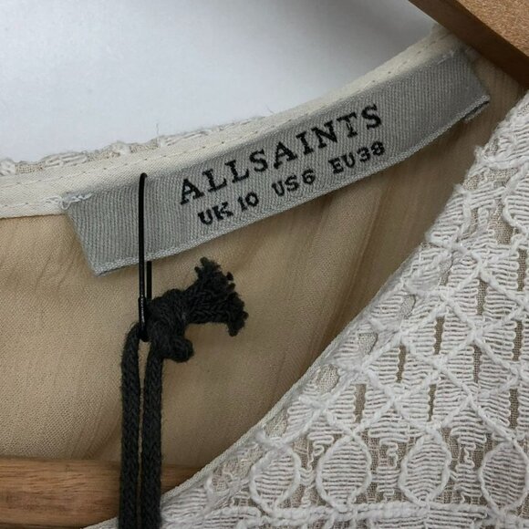 NWT Allsaints Melia Lace sleeveless mini Dress Size 6 in Oyster White - Picture 5 of 16